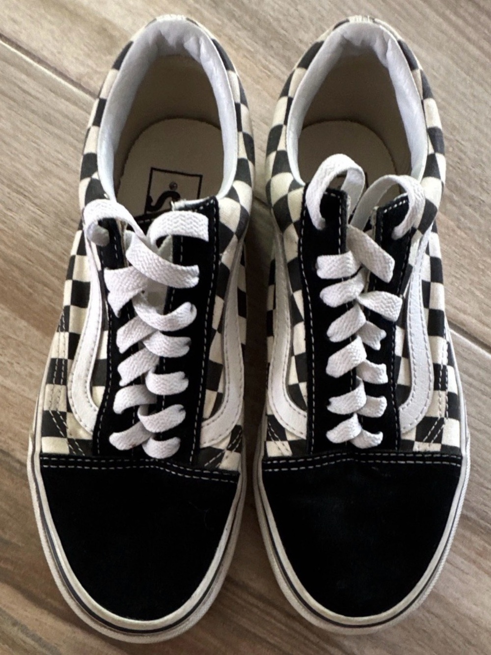 VANS Old Skool Women 6.5 /Men 5, Black/White Checkerboard Low Top Canvas Lace-Up